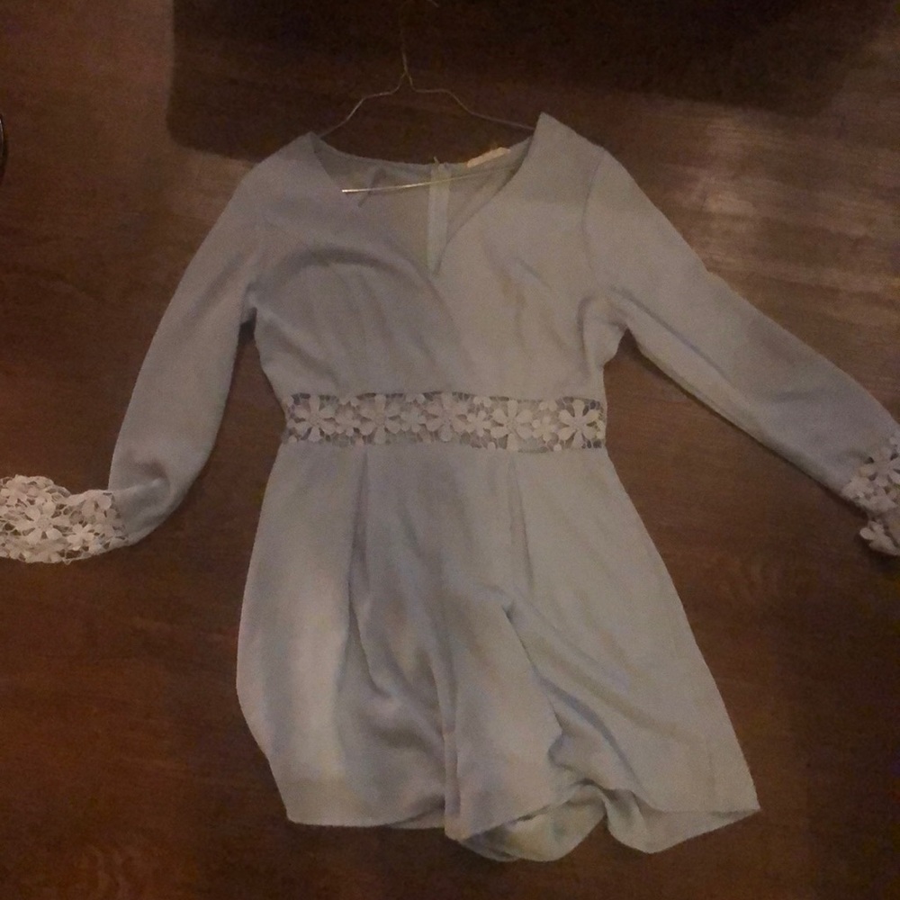Baby blue lace romper